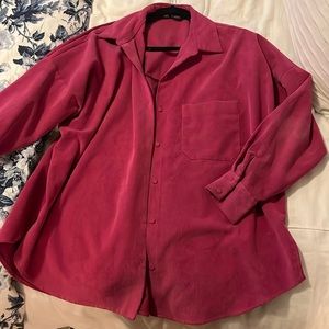 Hot Pink Zara Corduroy Button Down/ Shacket